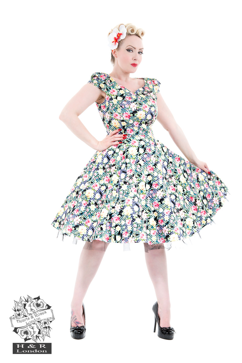 50s Wild Rose Kitsch Floral Dress